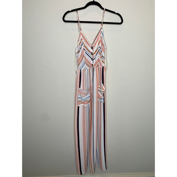 NWT Striped Midi Dress Stilletto's Orange Blue Cream Sz Medium - Picture 7 of 11